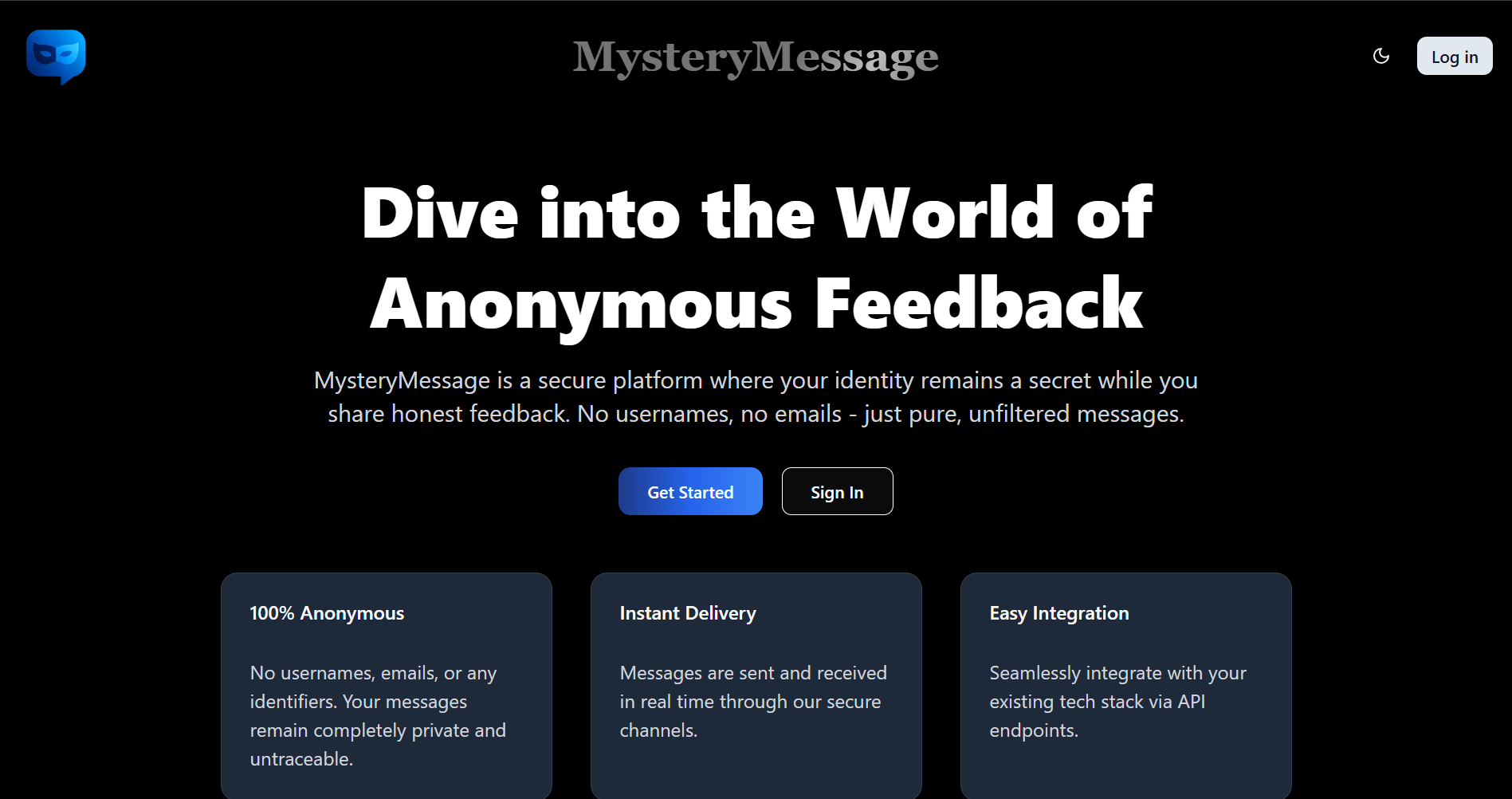 MysteryMessage project screenshot